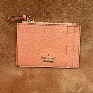 Kate Spade Coral Pebble Leather Card Wallet